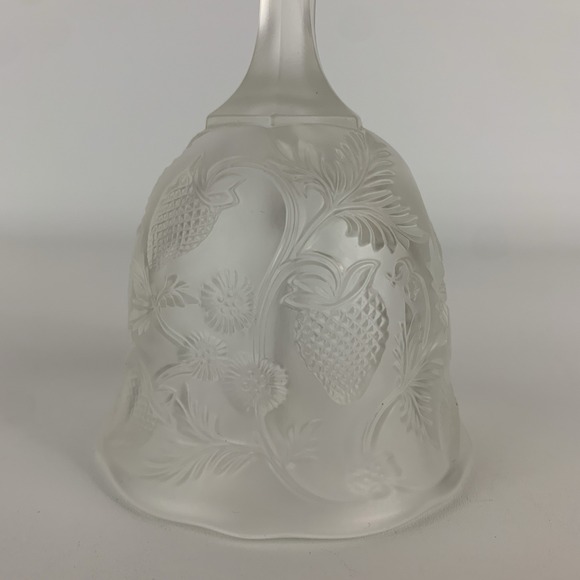 Vintage Fenton Strawberry Pressed Pattern Satin Glass Bell 6" - Picture 9 of 12